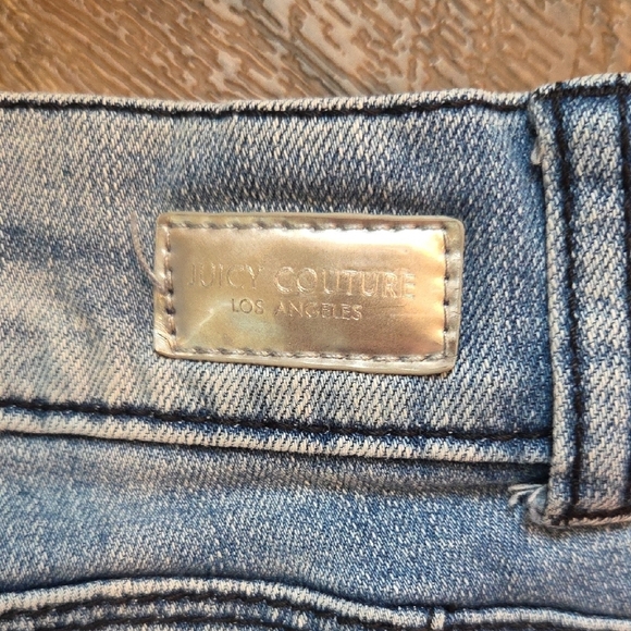 Juicy Couture Blue Ankle Cropped Jeans Distressed And Blinged Size 8 - Picture 7 of 10
